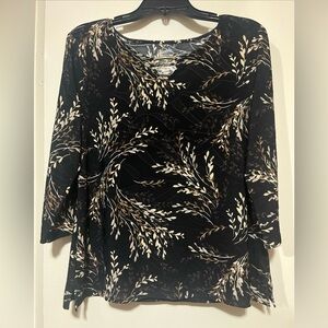 croft & barrow Black Floral-Branch Scoop Neck Tunic